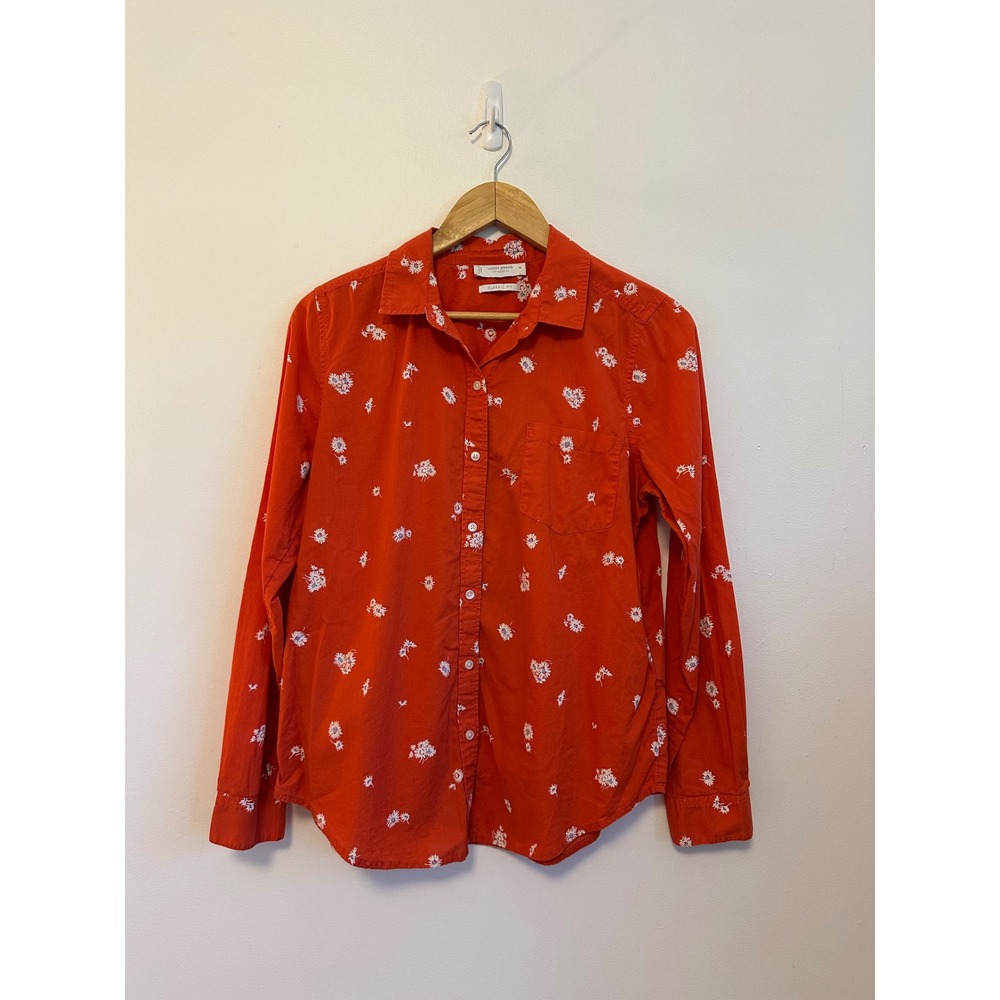 Lucky Brand Red Floral Daisy Cotton Button Down Shirt | Size Medium